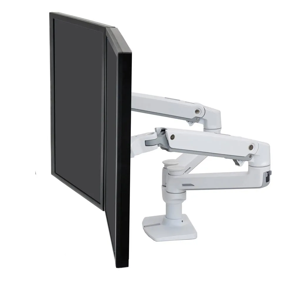 ERGOTRON LX dual side-by-side Arm no grommet mount bright white texture