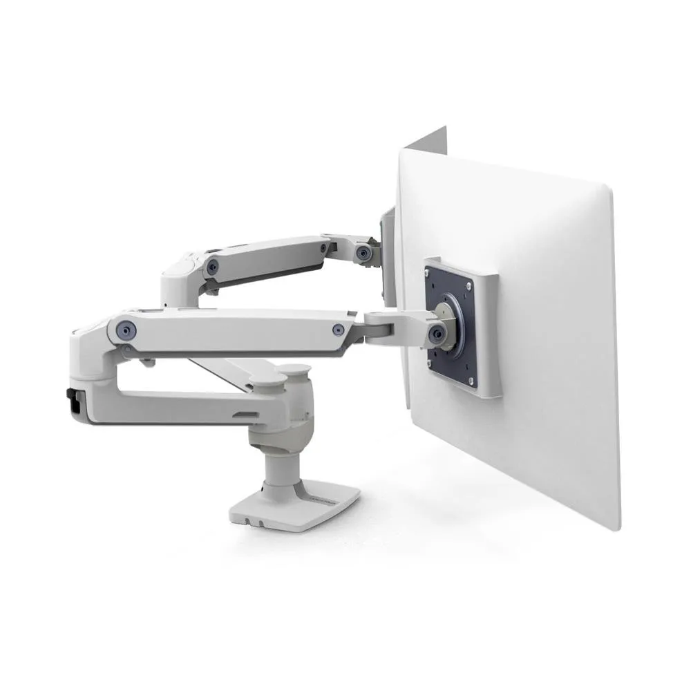 ERGOTRON LX dual side-by-side Arm no grommet mount bright white texture