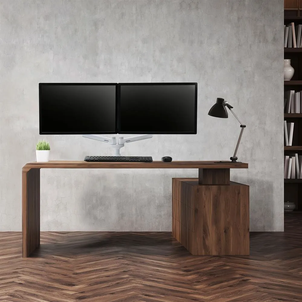 ERGOTRON LX dual side-by-side Arm no grommet mount bright white texture