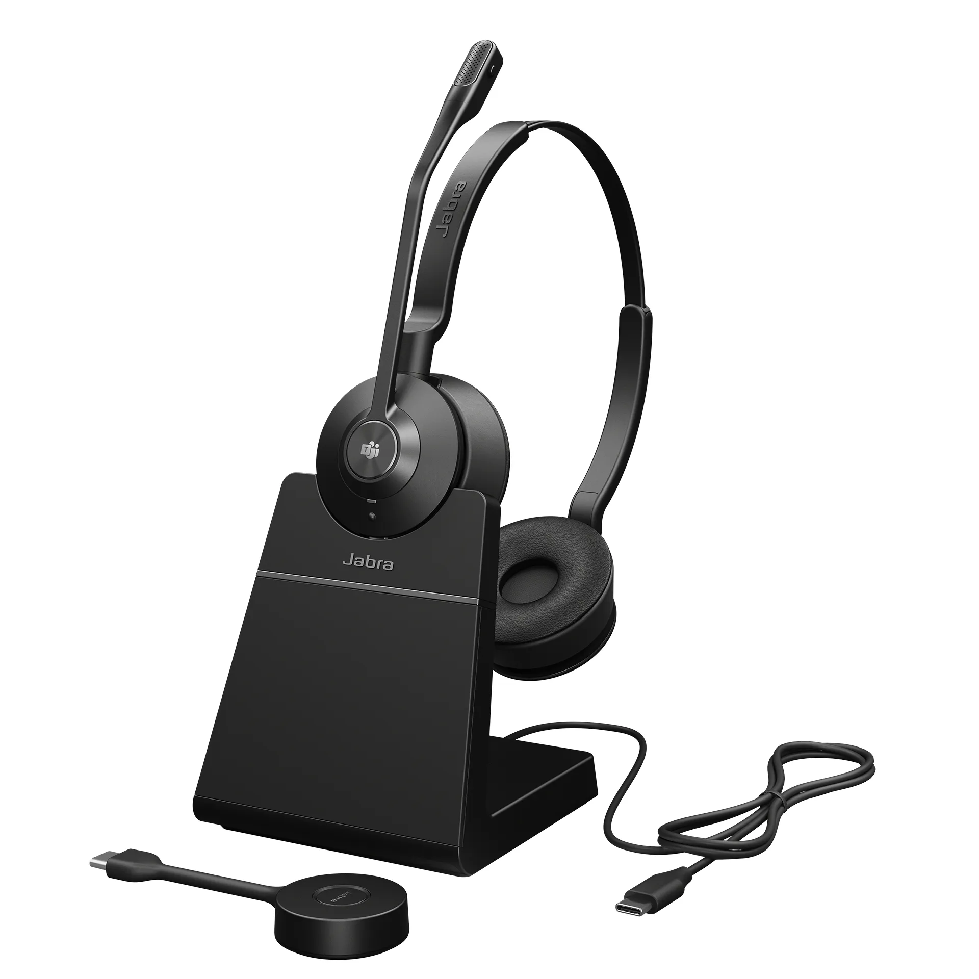 Jabra Engage 55 MS -langaton stereokuulokemikrofoni + USB-C-sovitin ja latausteline, musta