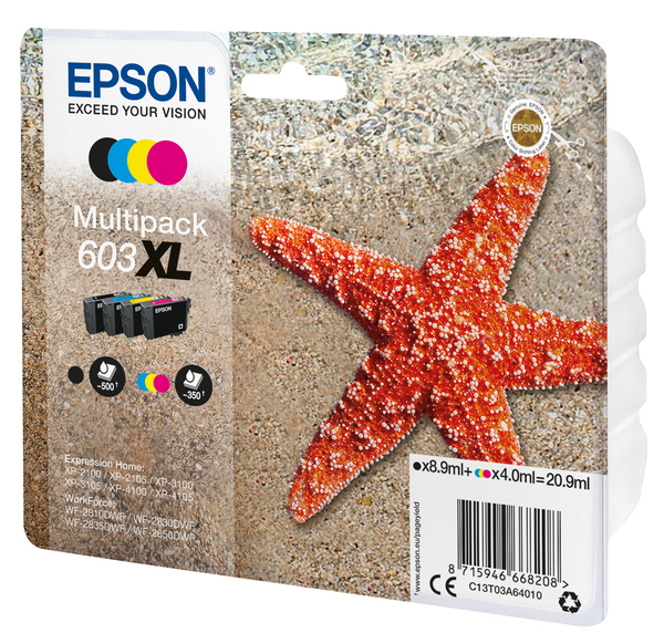 Epson 603XL Multipack - 4 pakettia - XL - musta, keltainen, sinivihre&auml;, magenta - alkuper&auml;inen - blister RF:ll&auml;/&auml;&auml;nih&auml;lyttimell&auml; - mustepatruuna malleihin Expre