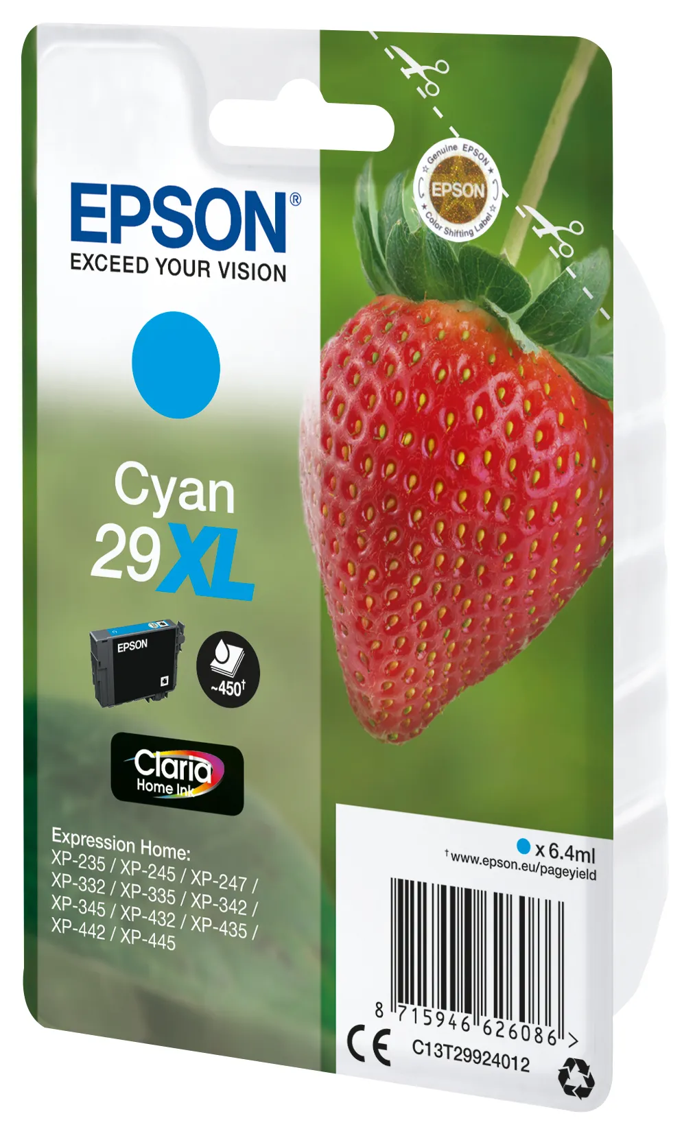 EPSON 29XL C13T29924012 bl&auml;ckpatron, 6.4 ml, cyan