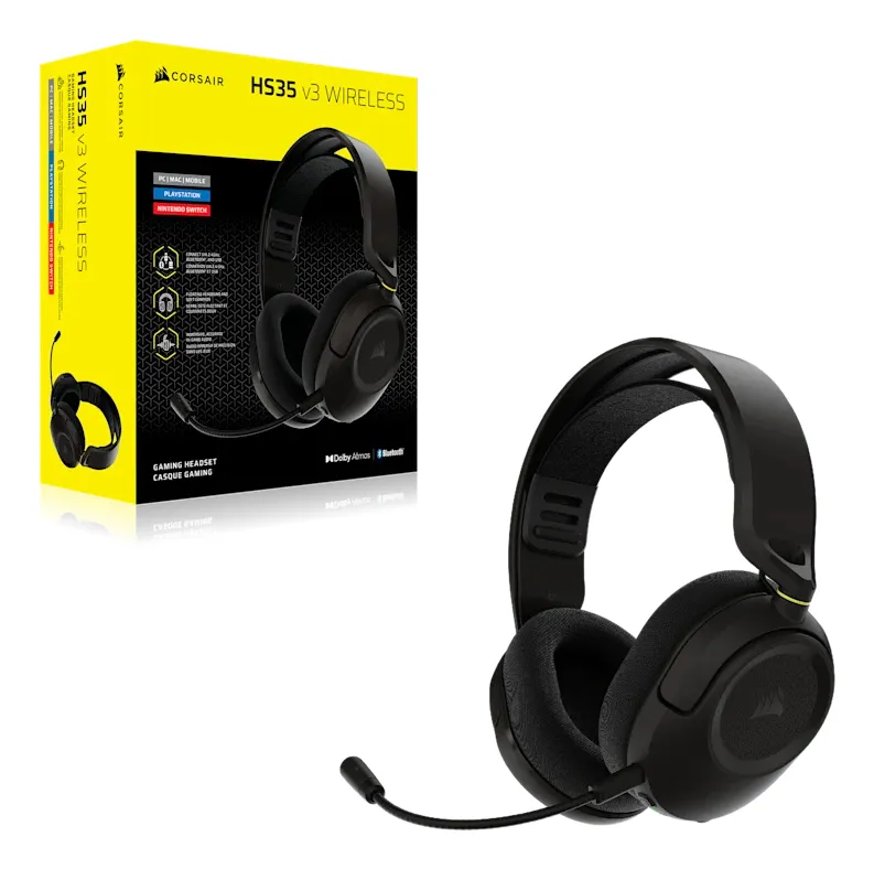 Corsair HS35 v3 Wireless Gaming Headset, Black