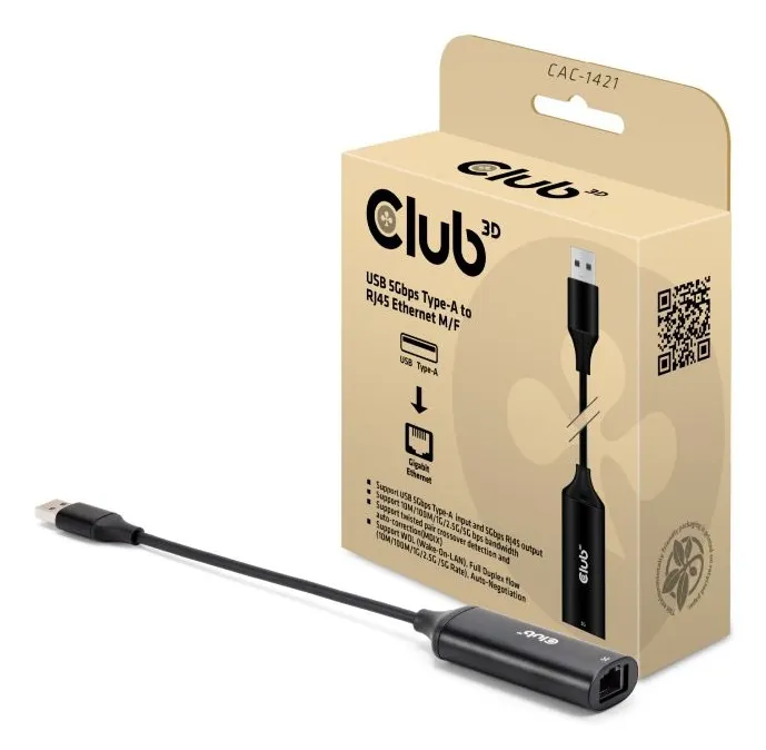 CLUB 3D Type-A to RJ45 - Network Adapter, Black