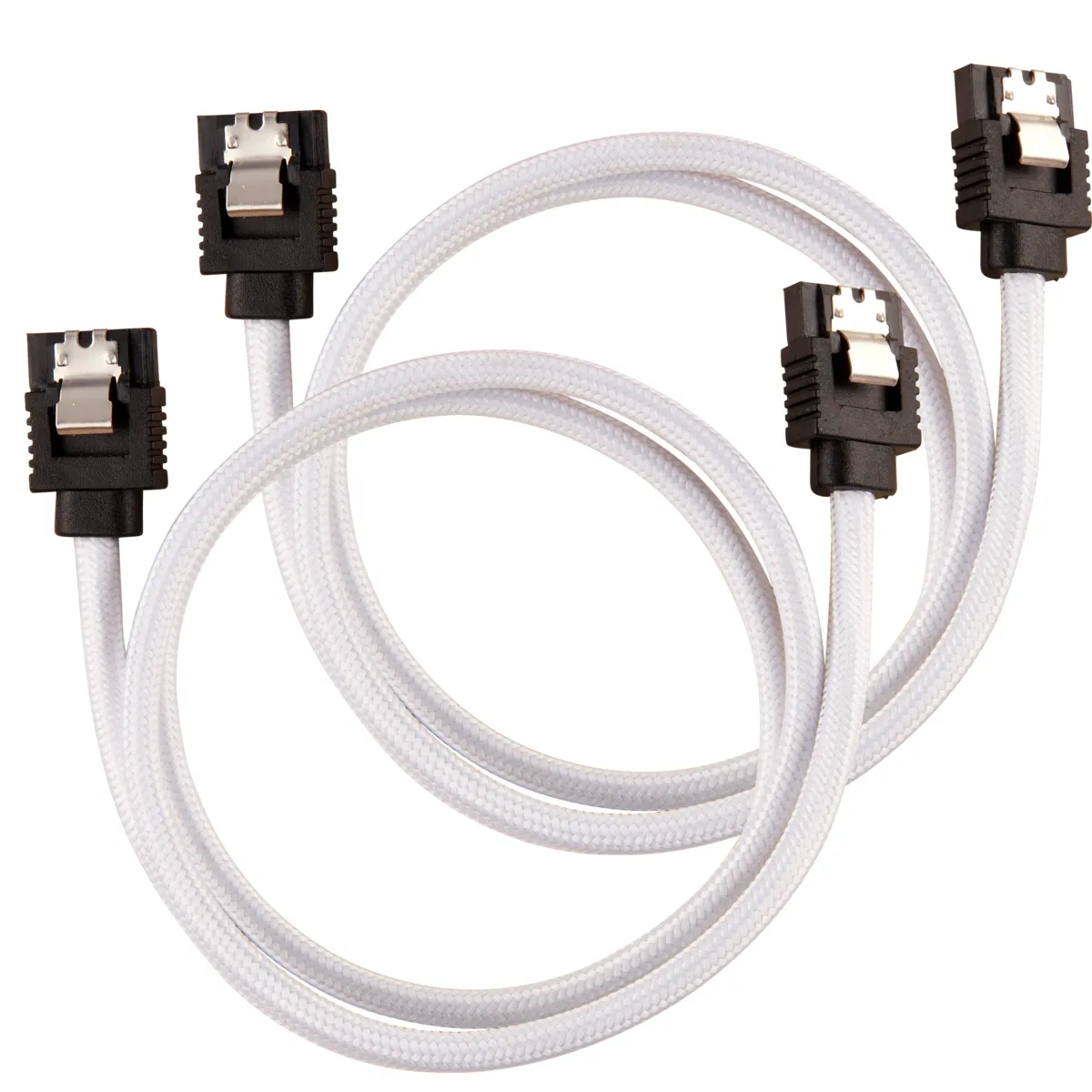 CORSAIR Premium Sleeved SATA Data Cable Set with Straight Connectors White 60cm