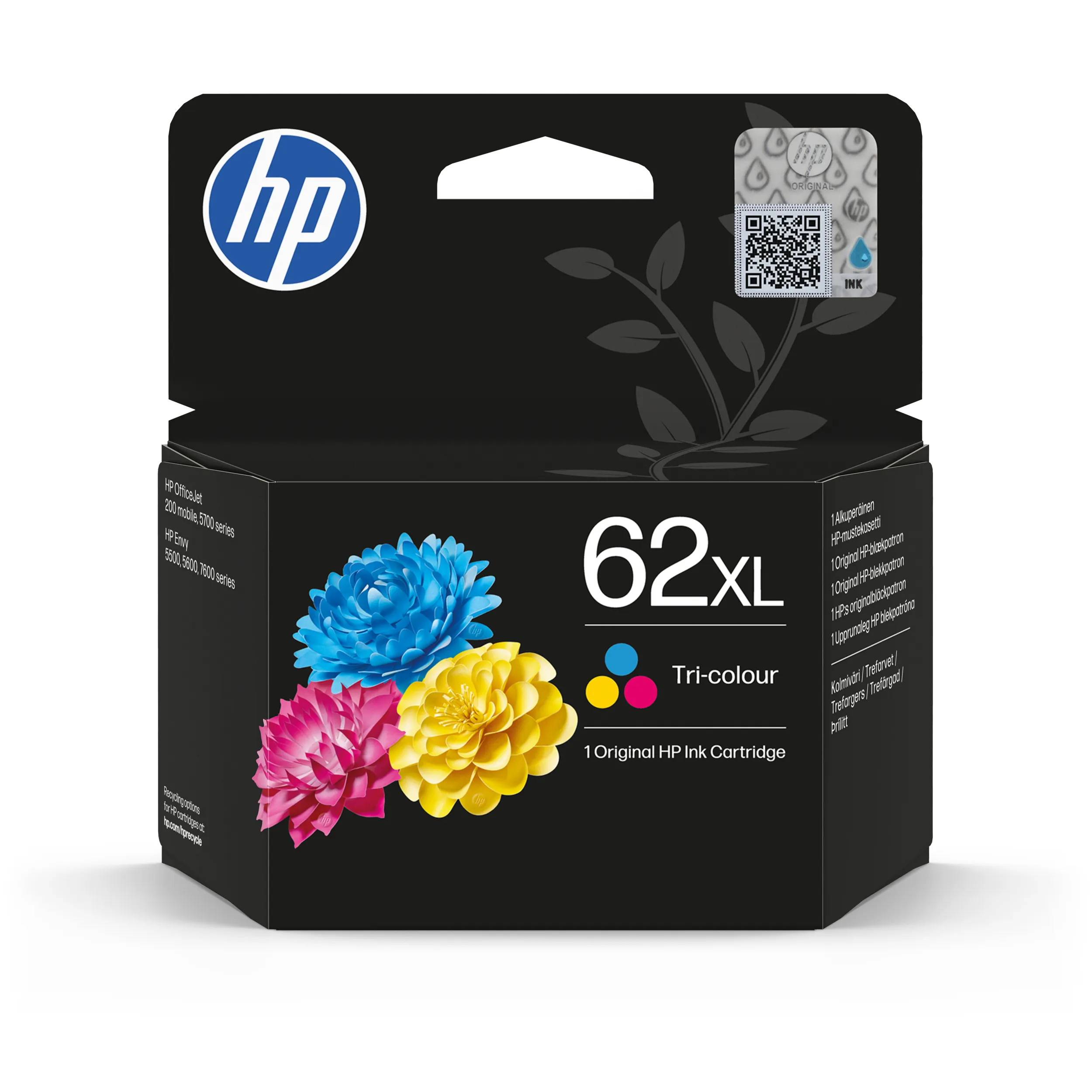 HP 62XL High Yield -mustekasetti, 9.5 ml, cyan/magenta/keltainen