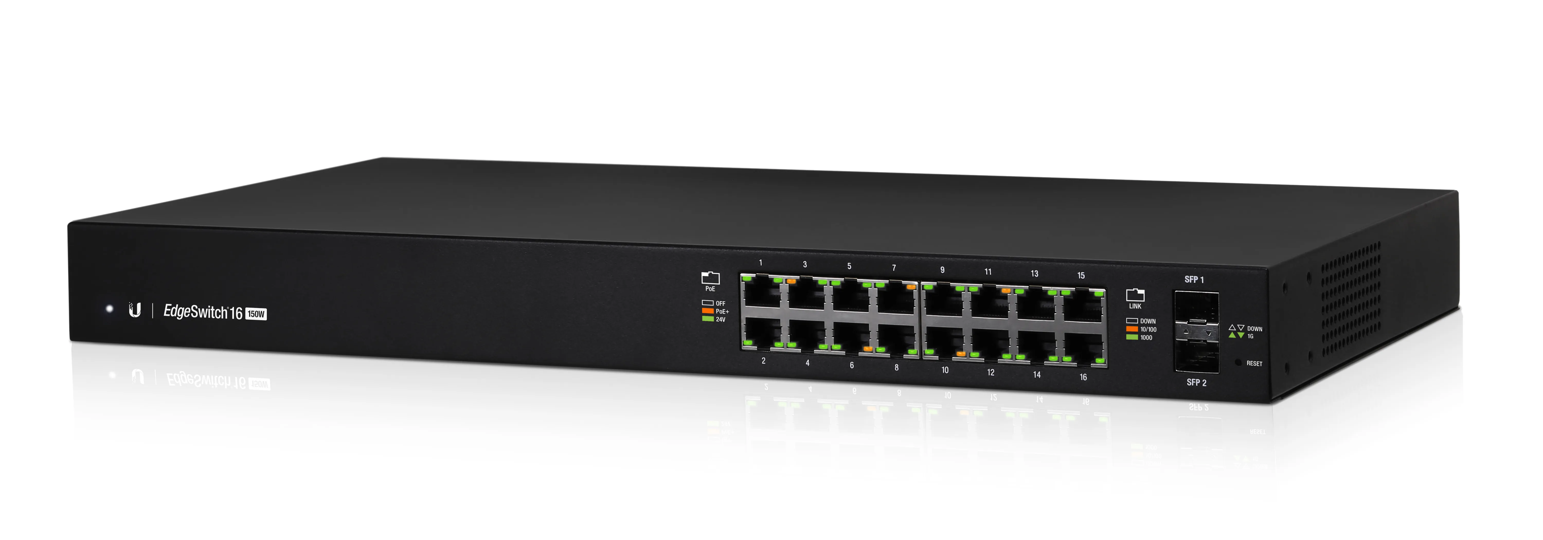 Ubiquiti EdgeSwitch SFP, PoE, 150W, 16 port -kytkin, hallittava