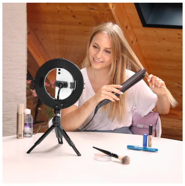 HAMA Spotlight Smart 80 II Musta LED-rengasvalosetti &Auml;lypuhelimille