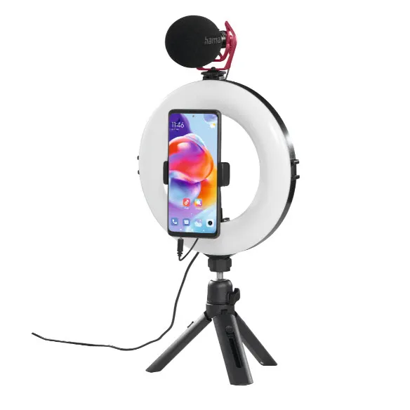 HAMA Spotlight Smart 80 II Musta LED-rengasvalosetti &Auml;lypuhelimille