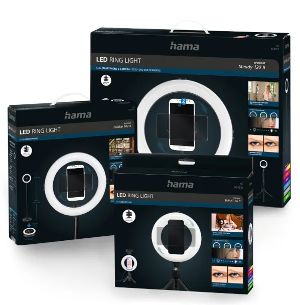 HAMA Spotlight Smart 80 II Musta LED-rengasvalosetti &Auml;lypuhelimille