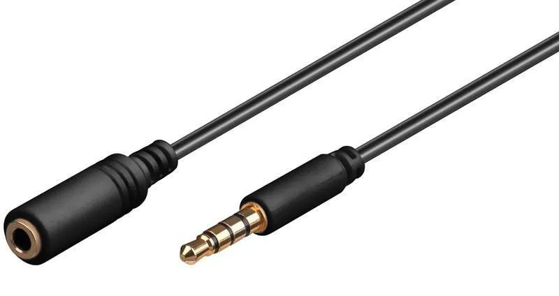 MicroConnect 3,5mm – 3,5mm - ljudkabel, 4-pin, hane/hona, 5 m, Svart