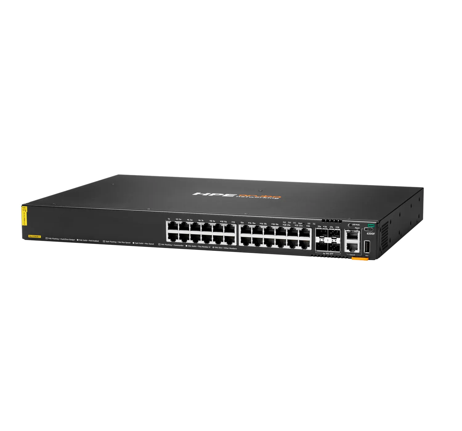 HPE Aruba Networking CX 6200F 24G Class-4 PoE 4SFP+ 370W Switch (EN)