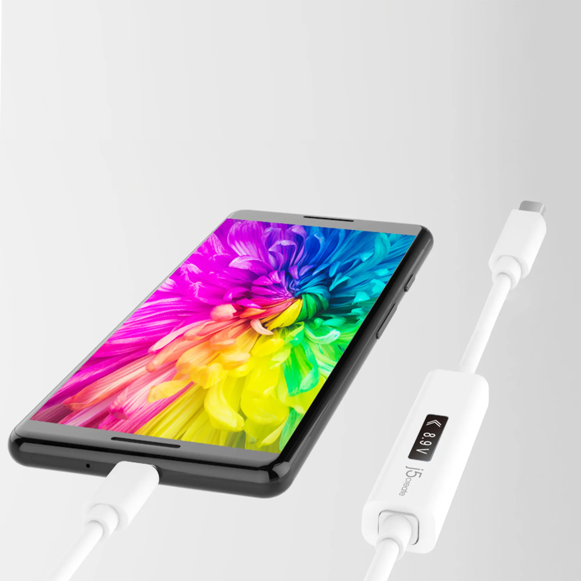 J5 Create USB-C - USB-C Dynamic Power Meter - cable, White