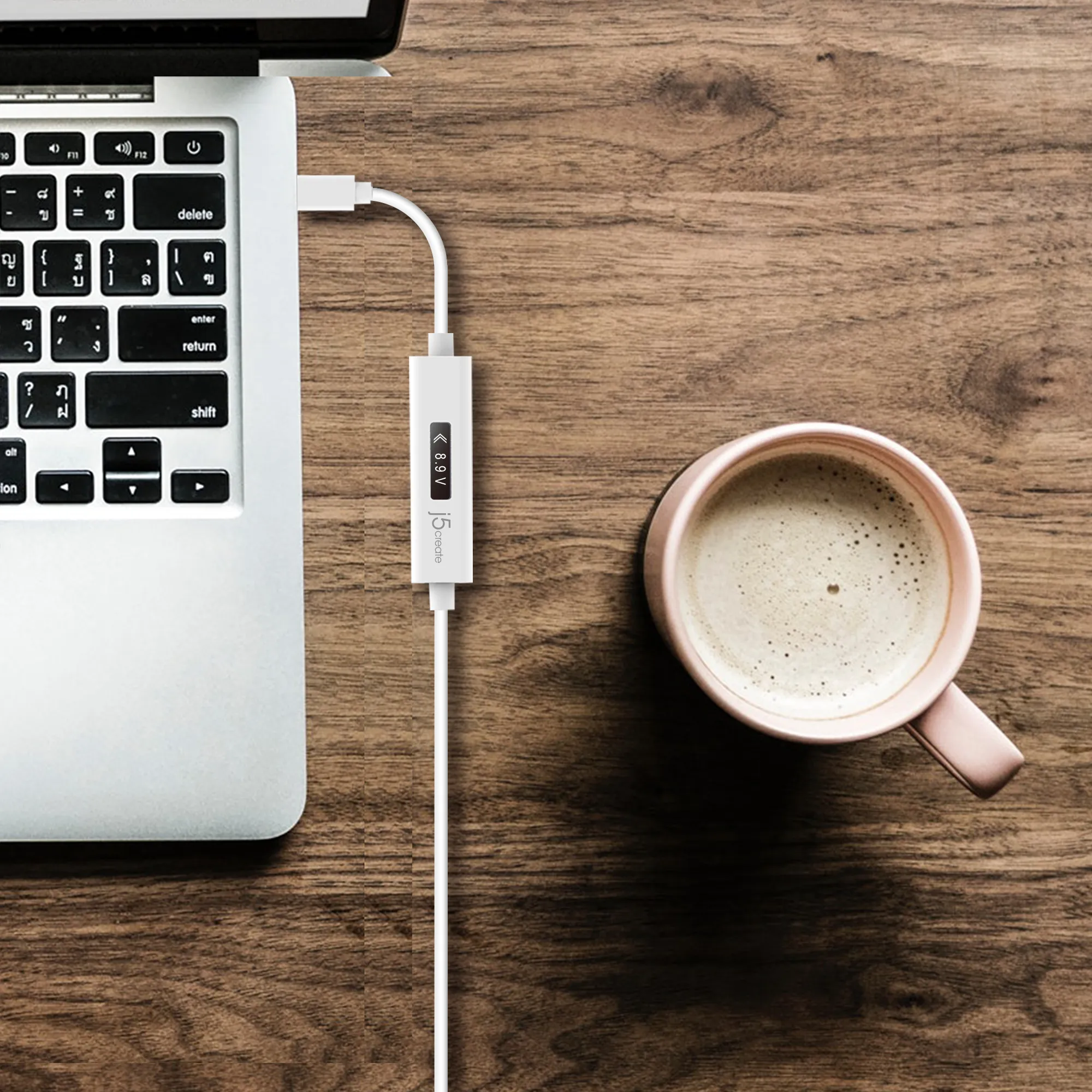 J5 Create USB-C - USB-C Dynamic Power Meter - cable, White