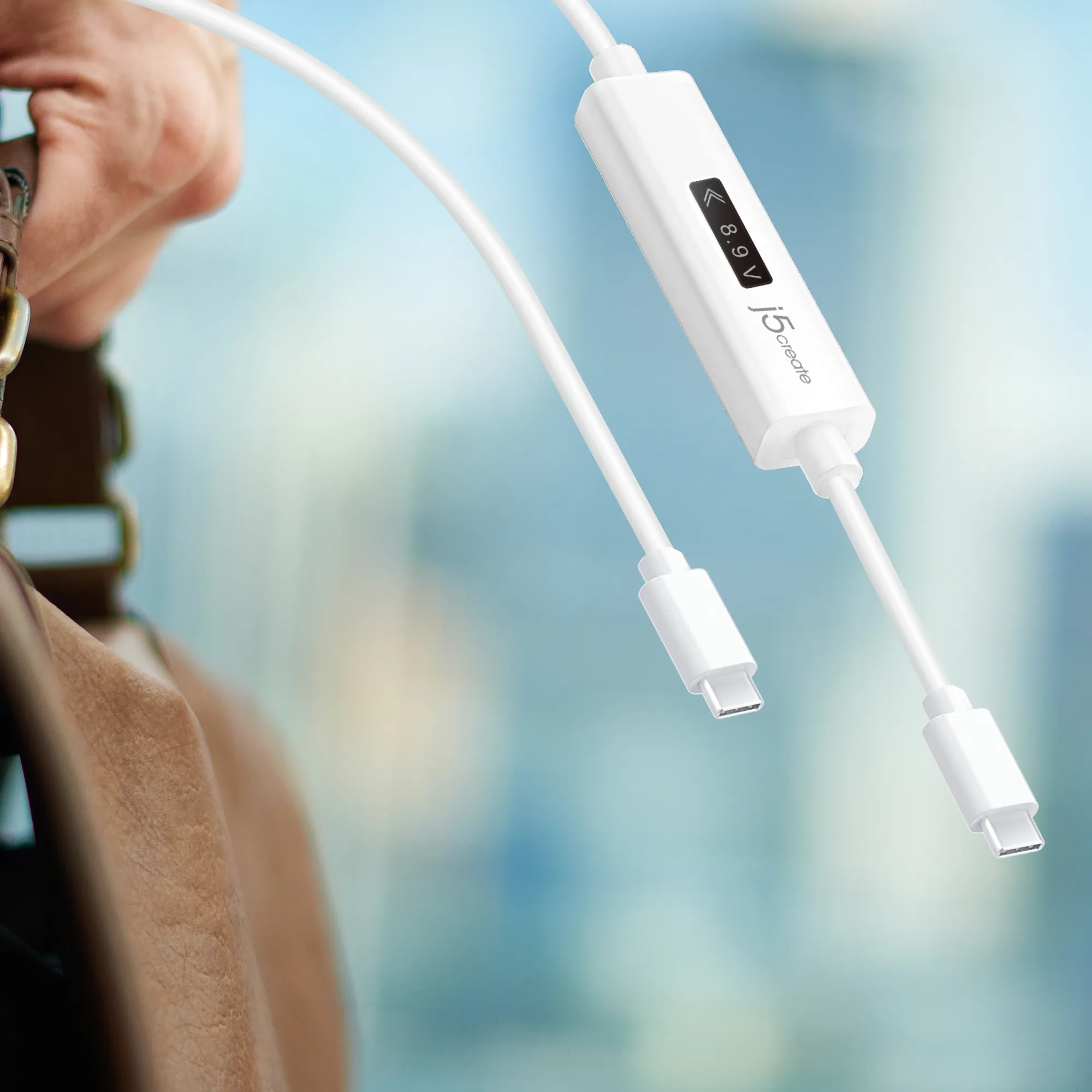 J5 Create USB-C - USB-C Dynamic Power Meter - cable, White