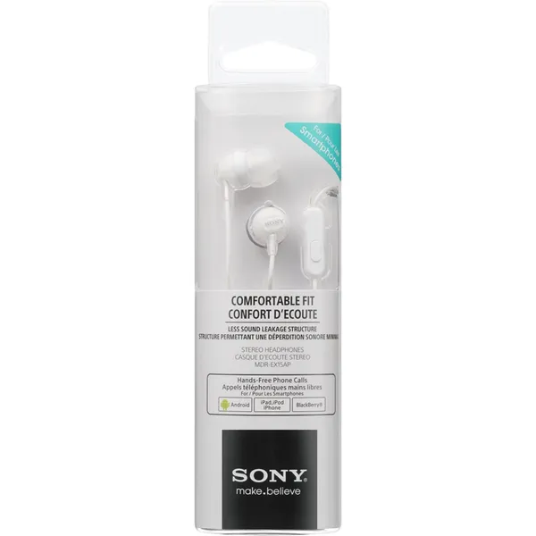 Sony MDR-EX155AP - in-ear h&ouml;rlurar, vit