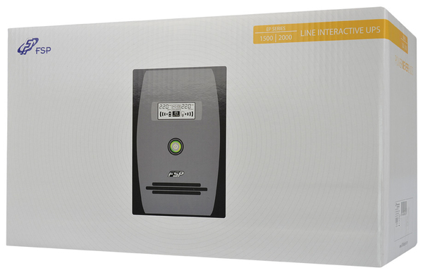 FSP EP1.5K, UPS, 1500VA 900W, USB/RJ11/RS232, svart/bl&aring;,surge protect
