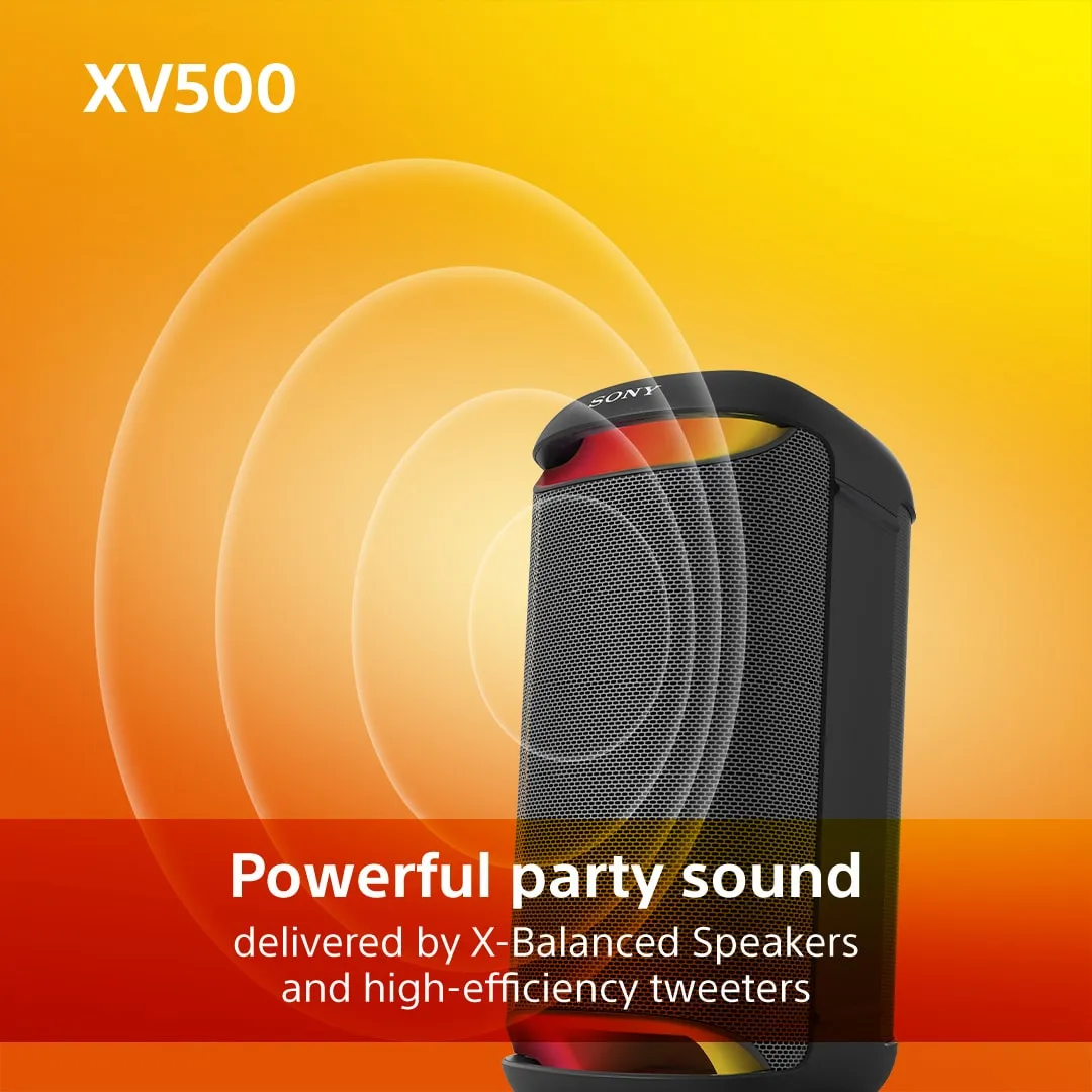 SONY SRS-XV500 XV-series party speaker w. lights &amp; karaoke - karaoke speaker, black