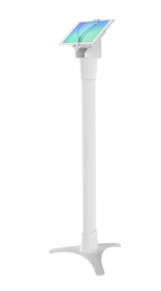 Maclocks Cling 2.0 Universal Tablet Adjustable Security Floor Stand - Teline tuotteelle tabletti - lukittava - korkeatasoinen alumiini - valkoinen -n&auml;yt&ouml;n koko: