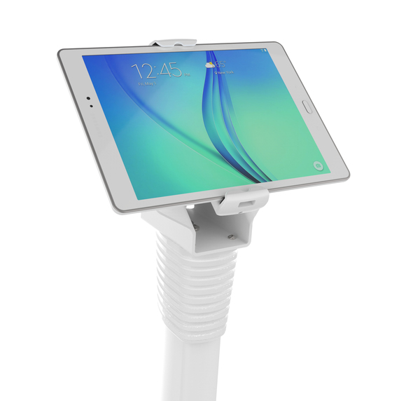 Maclocks Cling 2.0 Universal Tablet Adjustable Security Floor Stand - Teline tuotteelle tabletti - lukittava - korkeatasoinen alumiini - valkoinen -n&auml;yt&ouml;n koko: