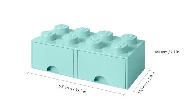 Room Copenhagen LEGO Brick Drawer 8 aquablue - RC40061742