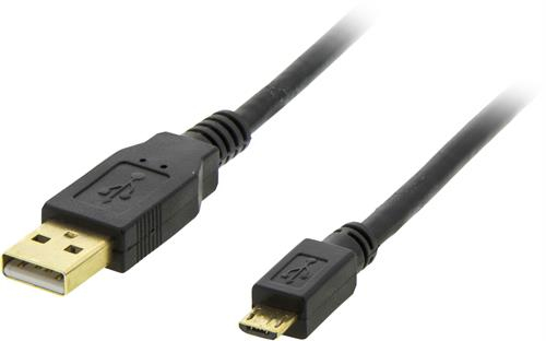 DELTACO USB 2.0 kaapeli Type A ur - Type Micro B ur, 5-pin, 3m, musta