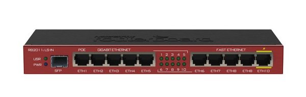 Mikrotik RB2011ILS-IN 64MB 1xSFP 5xLAN 5xGLAN L4 desktop power