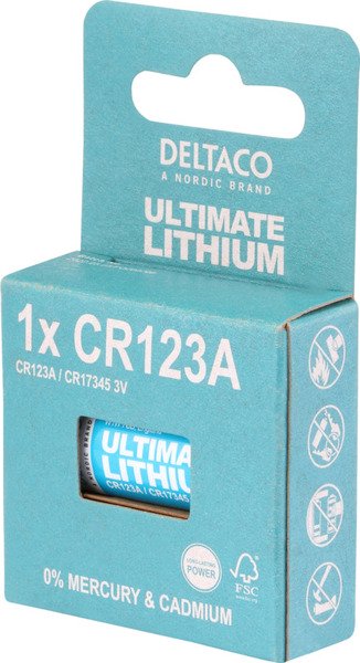 Deltaco Ultimate Lithium battery, 3V, CR123A, 1-pack