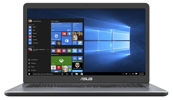 Asus 17.3&quot; X705MA, 8 Gt RAM, 256 Gt SSD, Win 10 Home -kannettava, Harmaa