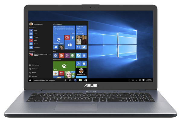 Asus 17.3&quot; X705MA, 8 Gt RAM, 256 Gt SSD, Win 10 Home -kannettava, Harmaa