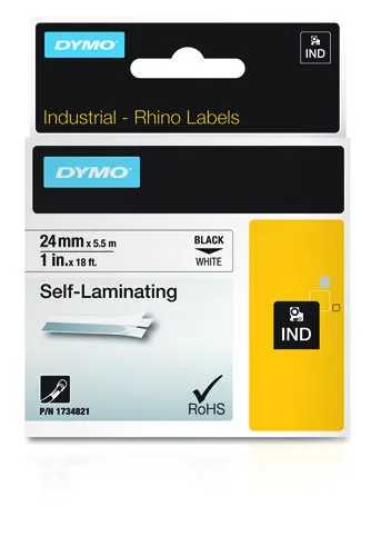 DYMO RhinoPRO sj&auml;lvlaminerande vinyltejp 24mm, vit