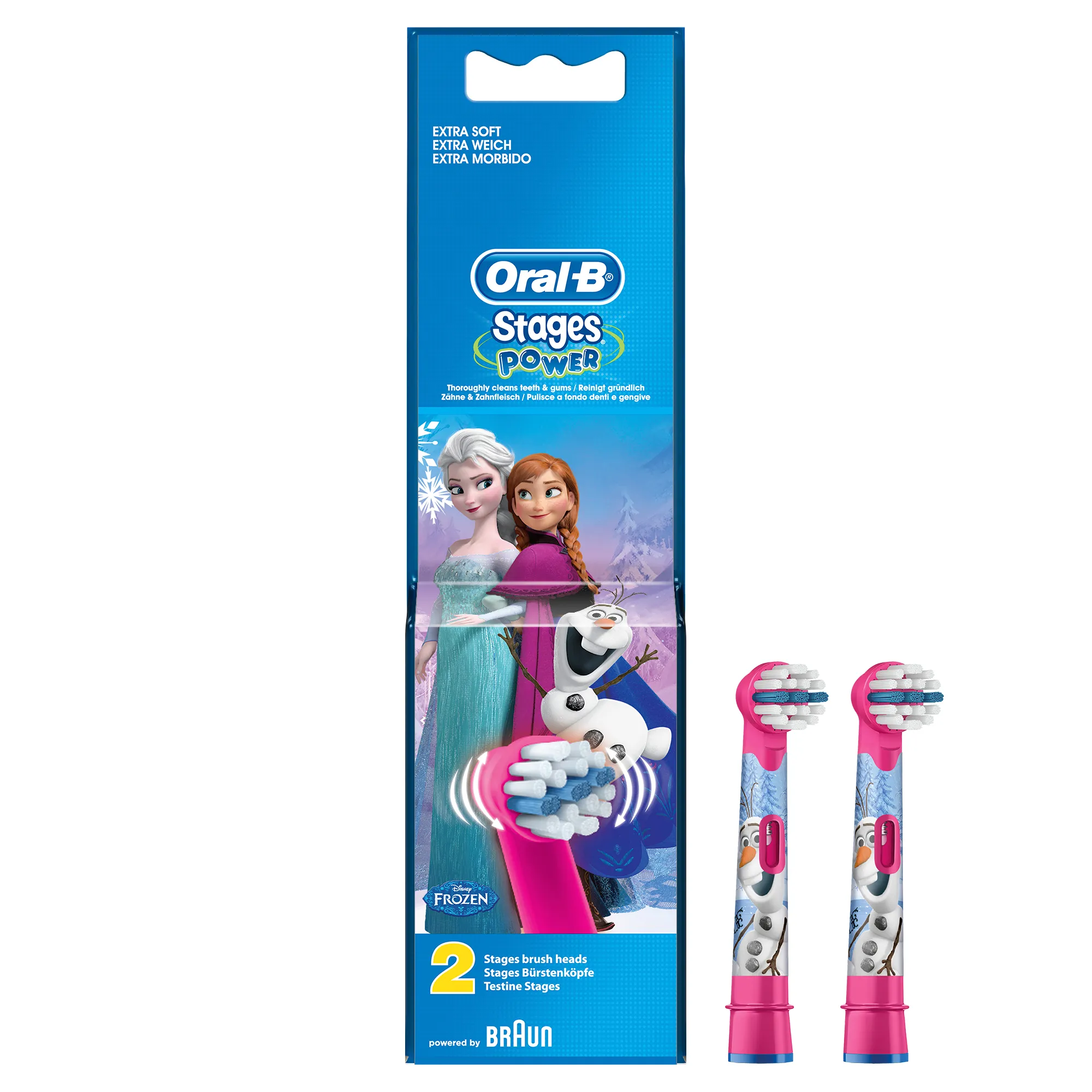 BRAUN VAIHTOHARJA ORAL-B KIDS 2ct FROZEN, paketissa 2 vaihtoharjaa. Stages Power BRAUN VAIHTOHARJA ORAL-B KIDS 2ct FROZEN, paketissa 2 vaihtoharjaa. Stages Power