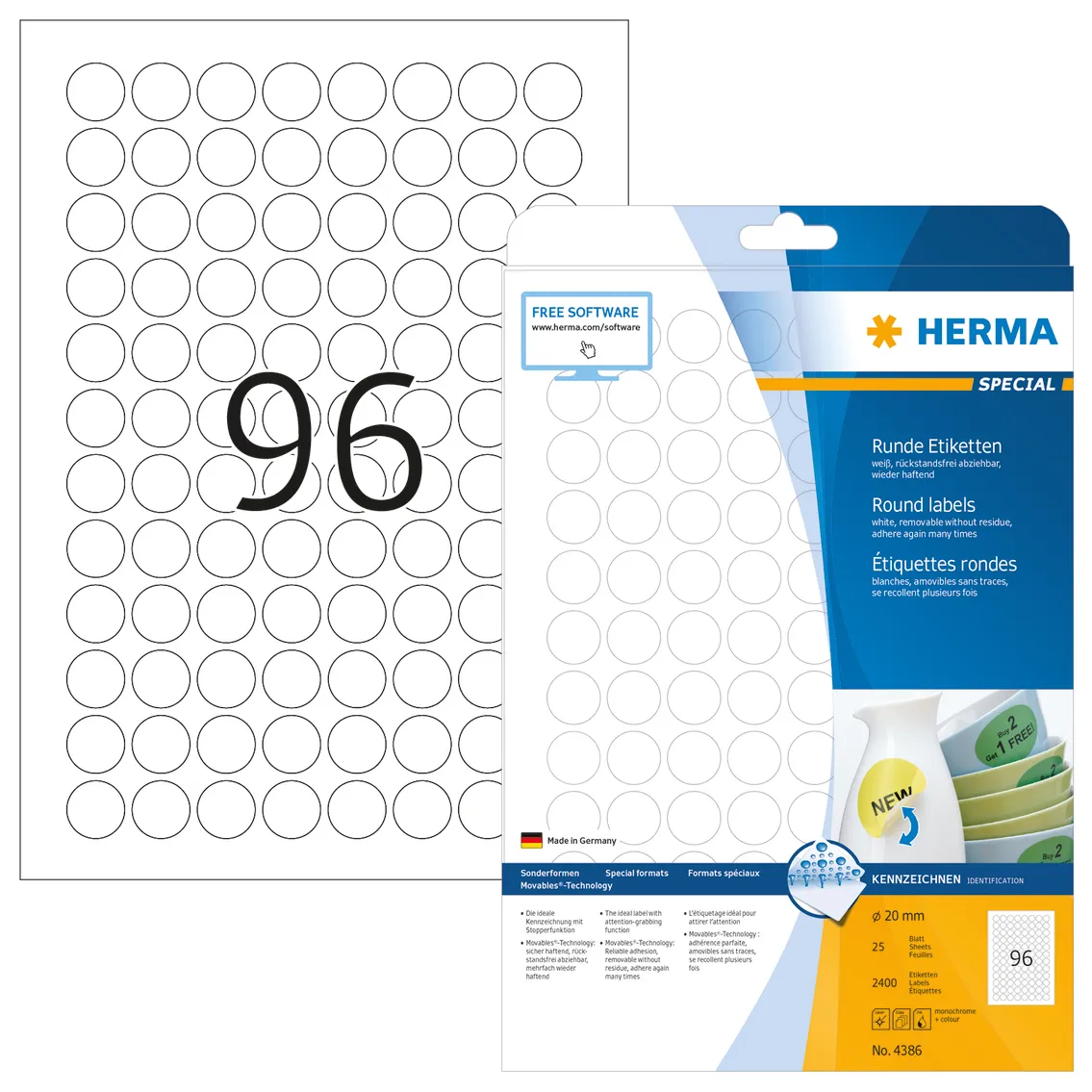 Herma label removable &oslash;20 (2400)