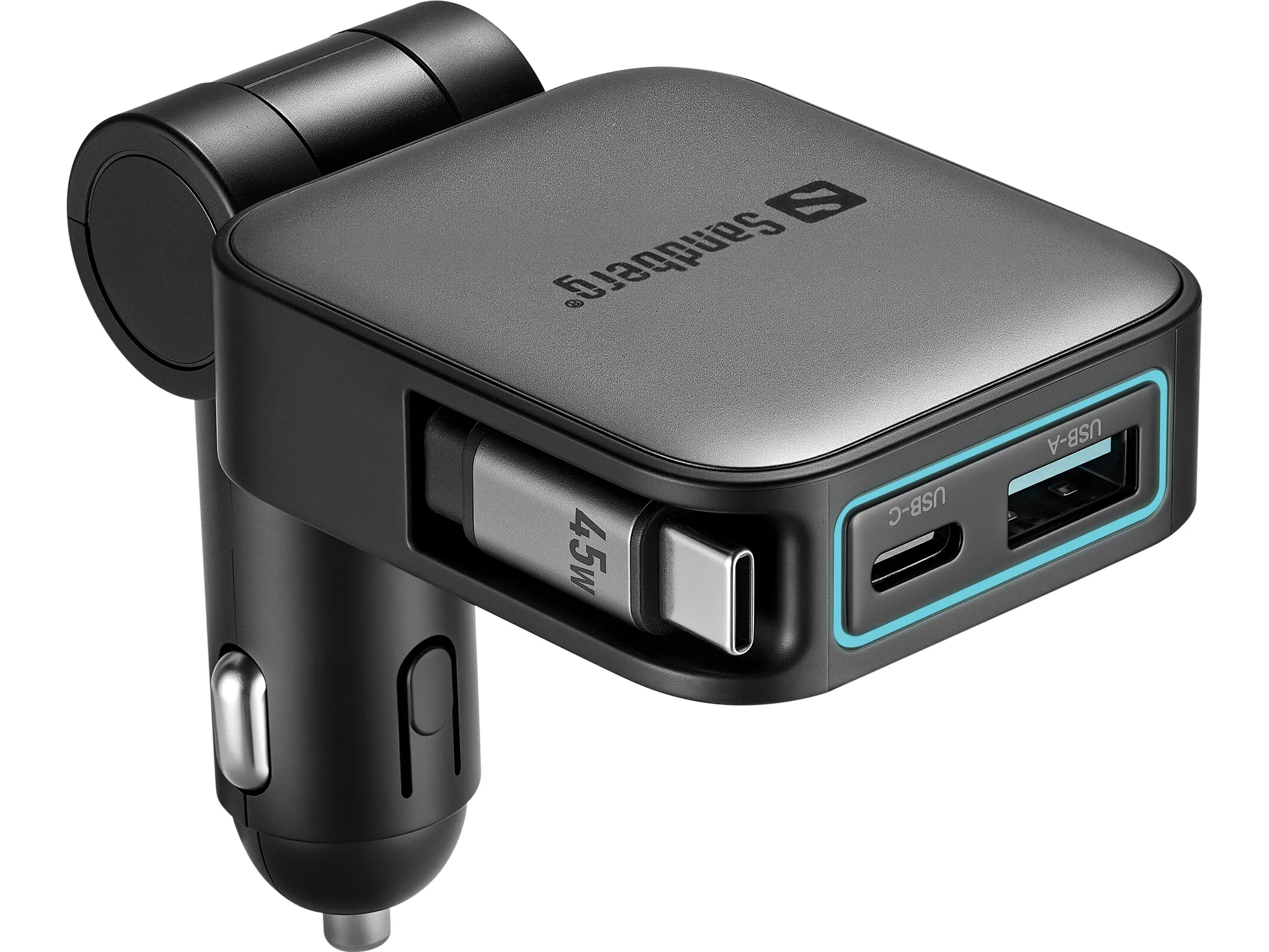 Sandberg 3in1 FlexCable, 1 x USB-C, 1 x USB-A, 72W, PD 45W, PPS - billaddare, 0,75 m