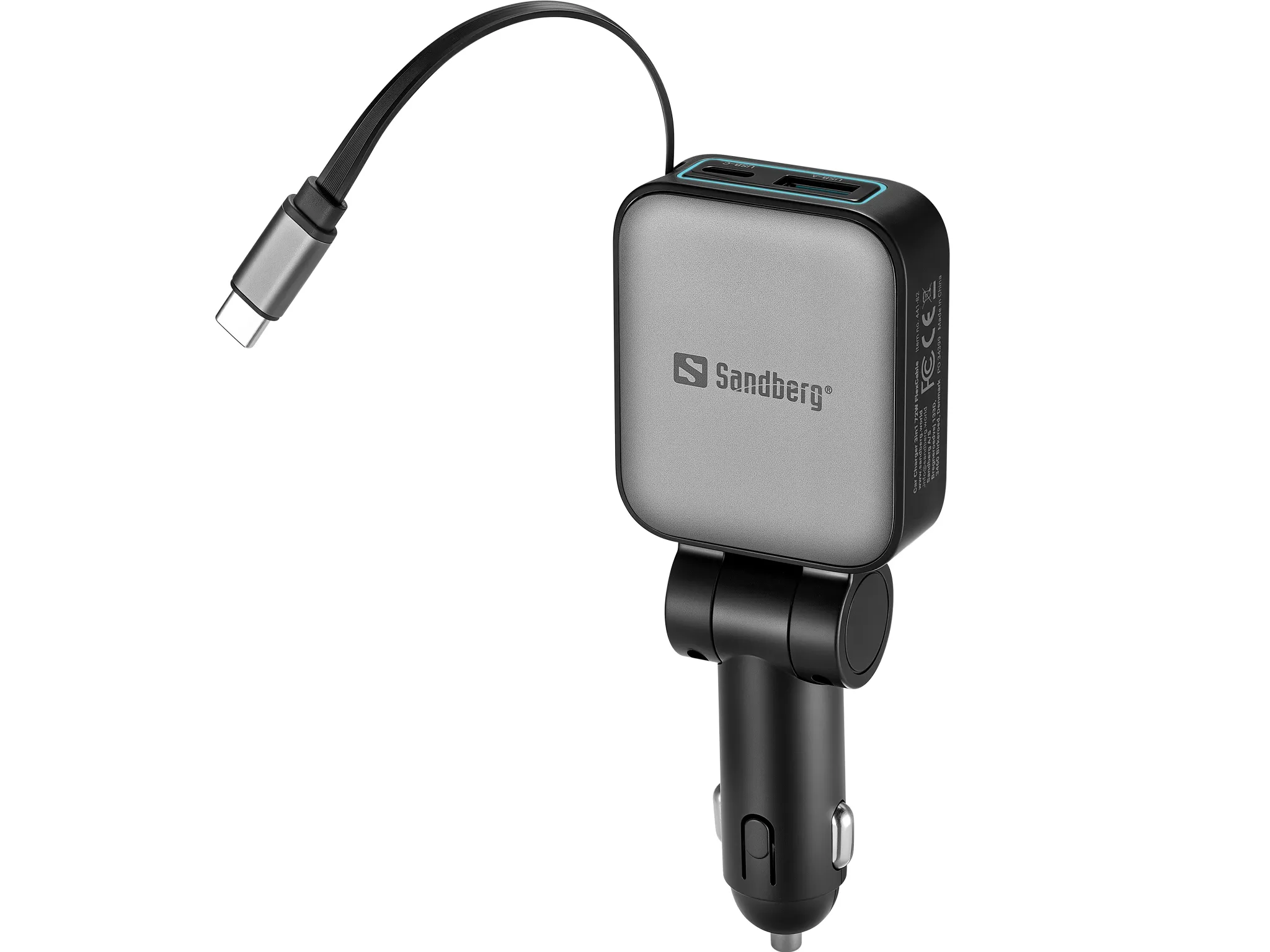 Sandberg 3in1 FlexCable, 1 x USB-C, 1 x USB-A, 72W, PD 45W, PPS - billaddare, 0,75 m