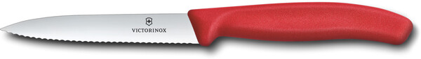 Victorinox Swiss Classic -kuorimaveitsi, 10 cm, sahalaitainen, punainen