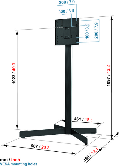 (Löytönurkka) Vogel's EFF 8230-lattiajalusta LED- ja LCD-TV