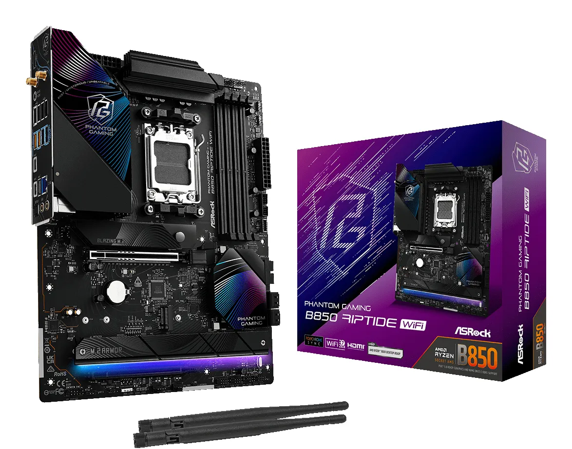 Asrock Phantom Gaming B850 Riptide WiFi 7 AM5 ATX -emolevy