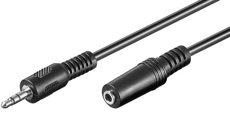 MicroConnect 3.5mm - ljudkabel, hane/hona, 5 m, Svart