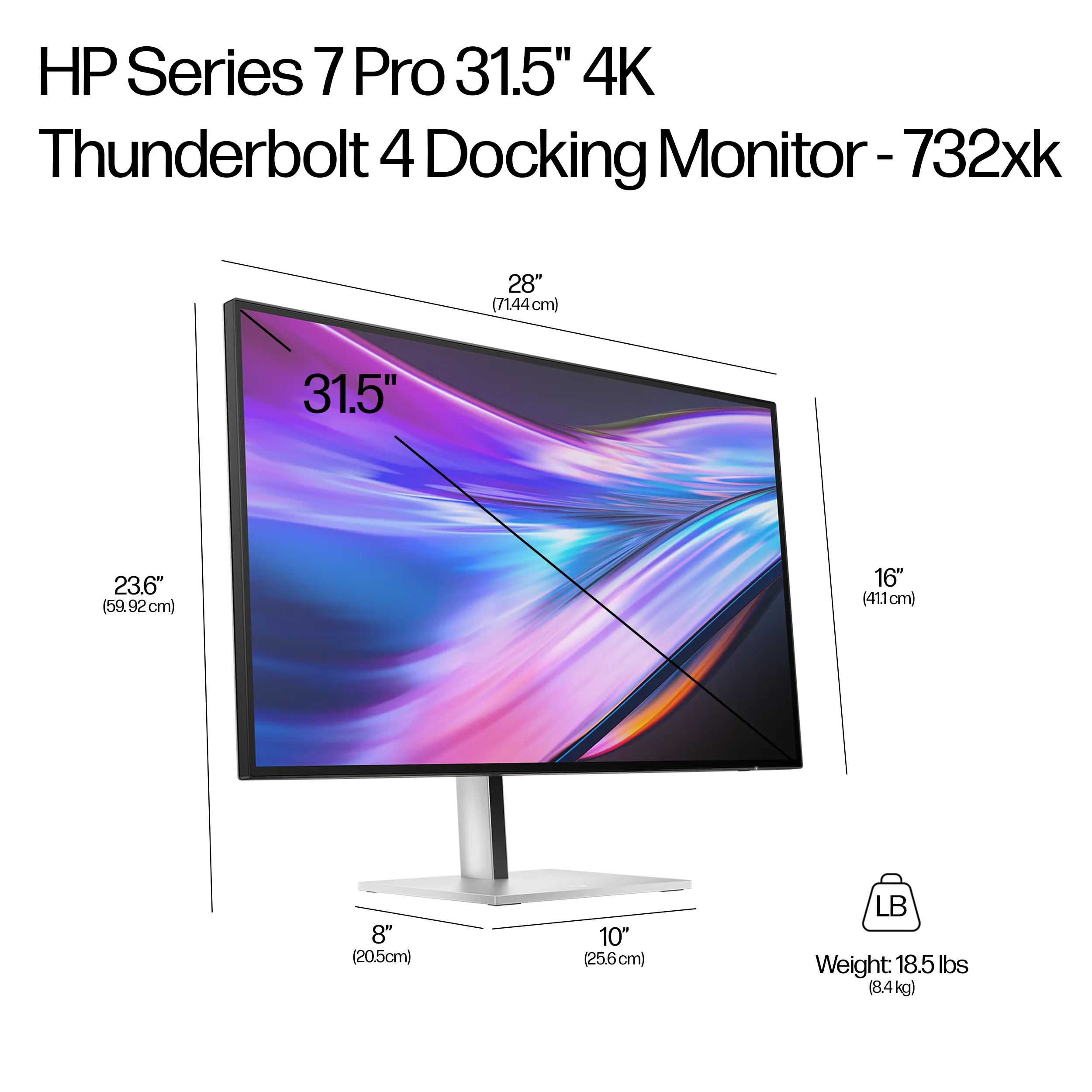 HP Series 7 Pro 732xk 31.5" 4K UHD, IPS Black Monitor with Thunderbolt 4 hub