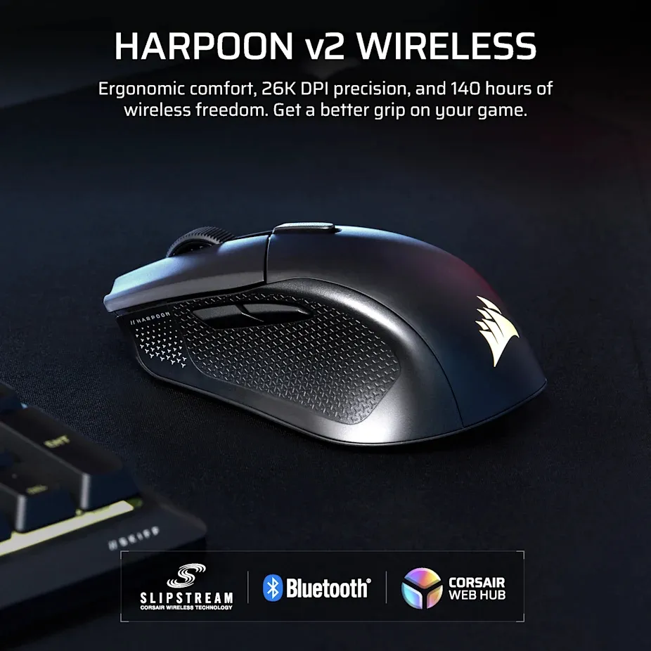 CORSAIR HARPOON v2 -langaton pelihiiri, musta