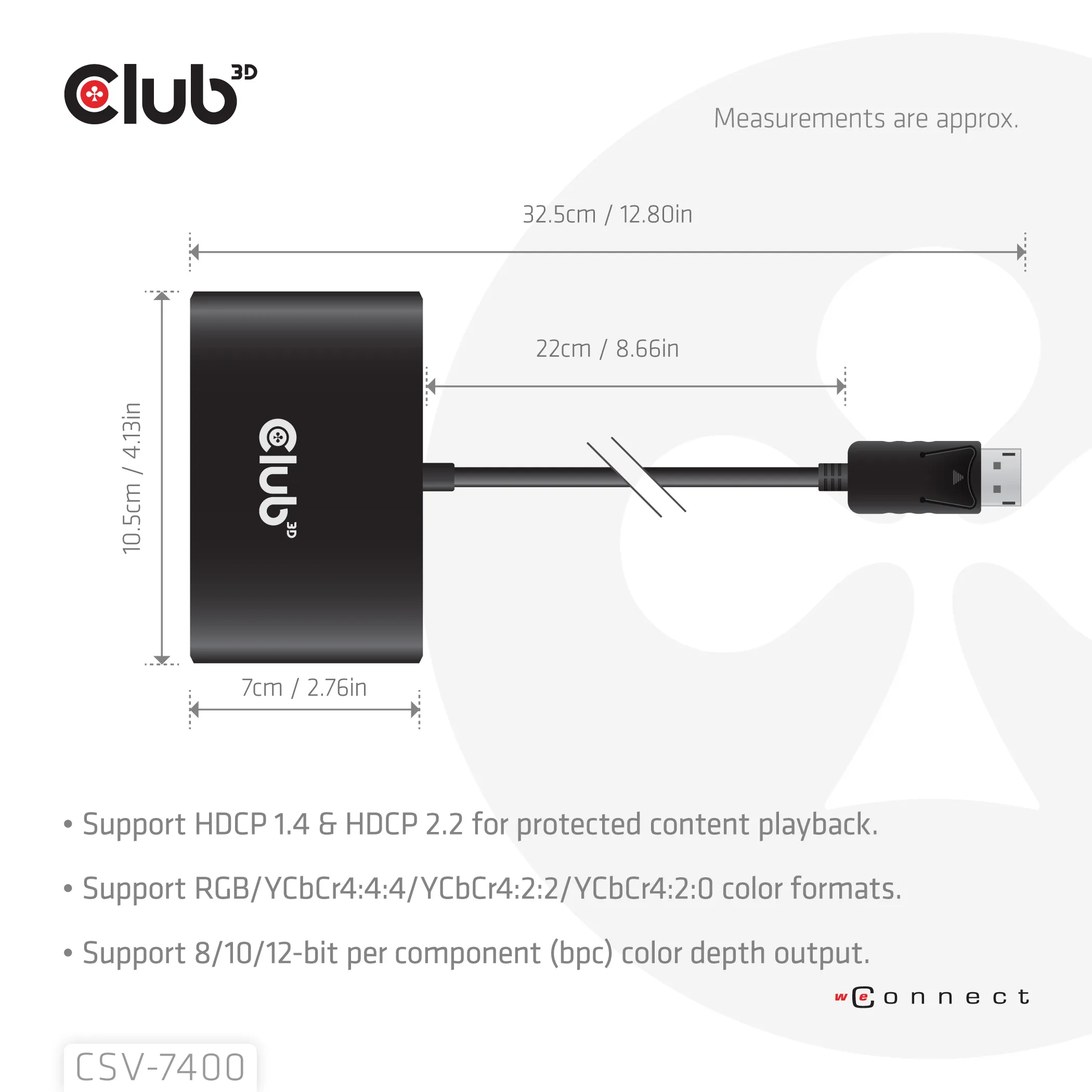 CLUB 3D CSV-7400 4-Port DisplayPort to DisplayPort Hub, Black