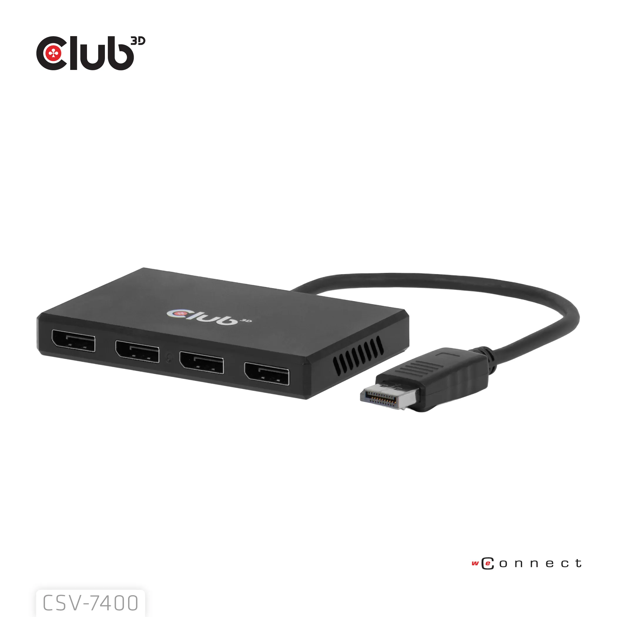 CLUB 3D CSV-7400 4-Port DisplayPort to DisplayPort Hub, Black