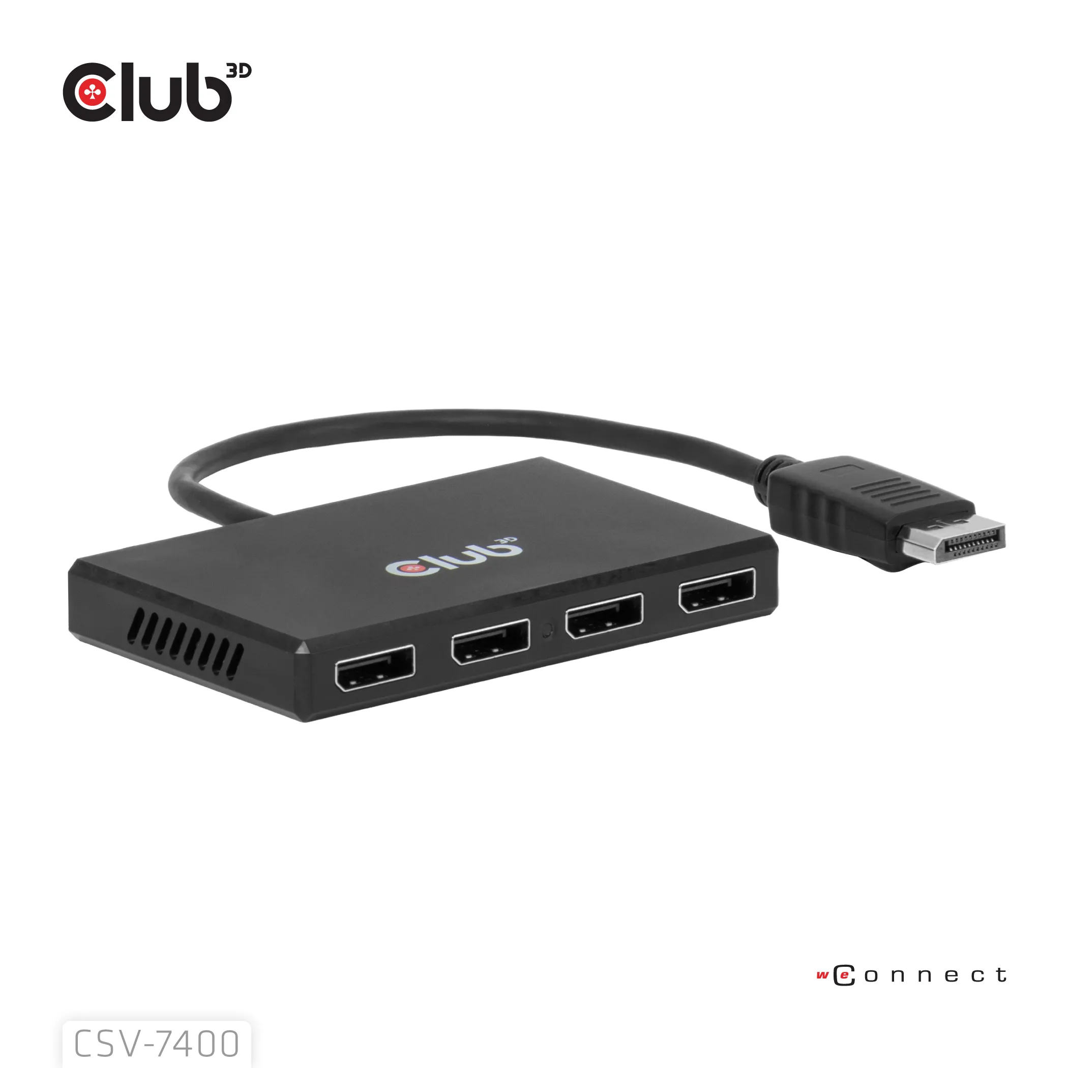 CLUB 3D CSV-7400 4-Port DisplayPort to DisplayPort Hub, Black