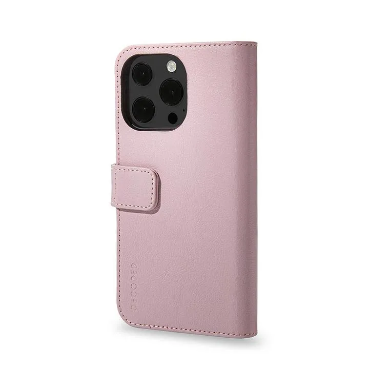 Decoded Leather Detachable, iPhone 13 Pro -lompakkokotelo, Powder Pink