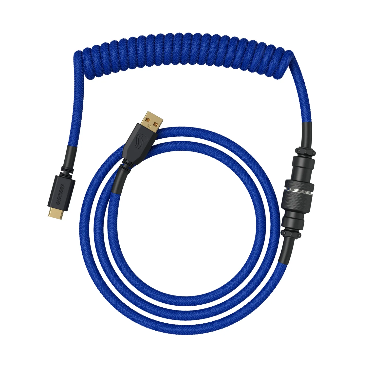 Glorious GMMK Coiled USB-A - USB-C - cable, 1.4m, Cobalt Blue