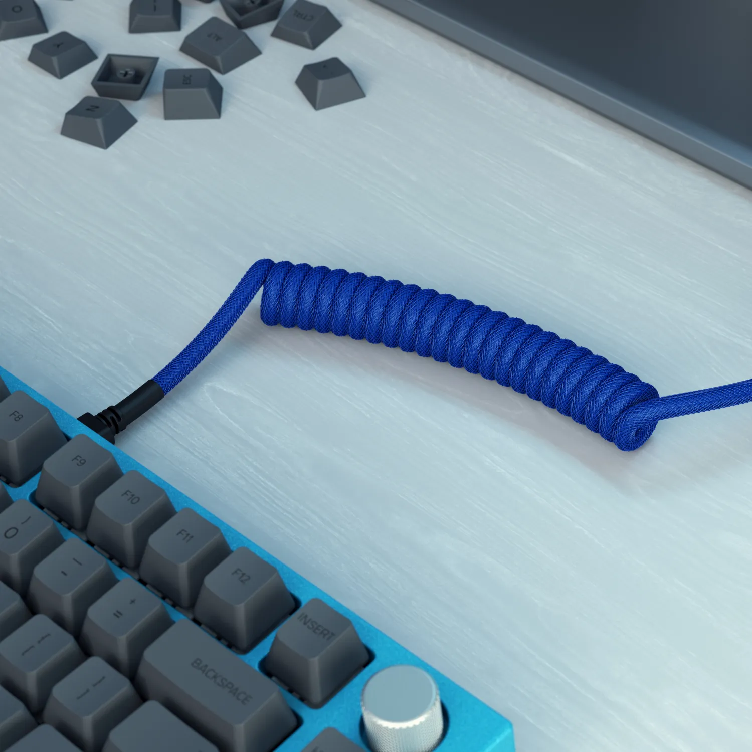 Glorious GMMK Coiled USB-A - USB-C - cable, 1.4m, Cobalt Blue