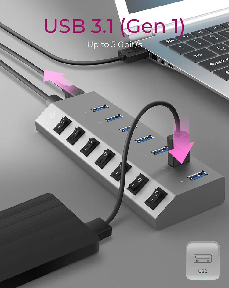 ICY BOX 7 Port USB 3.0 hub and charger