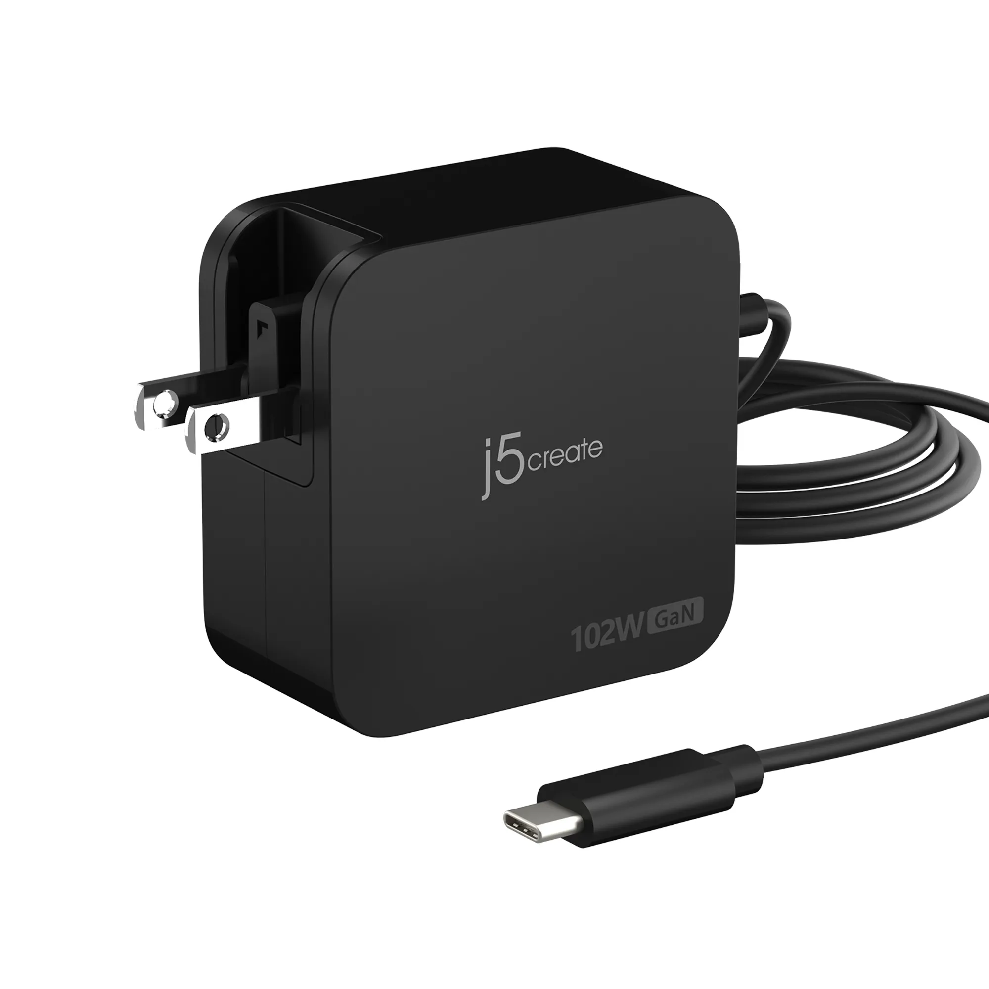 J5create102W GaN PD USB-C 2-Port - V&auml;ggladdare, svart