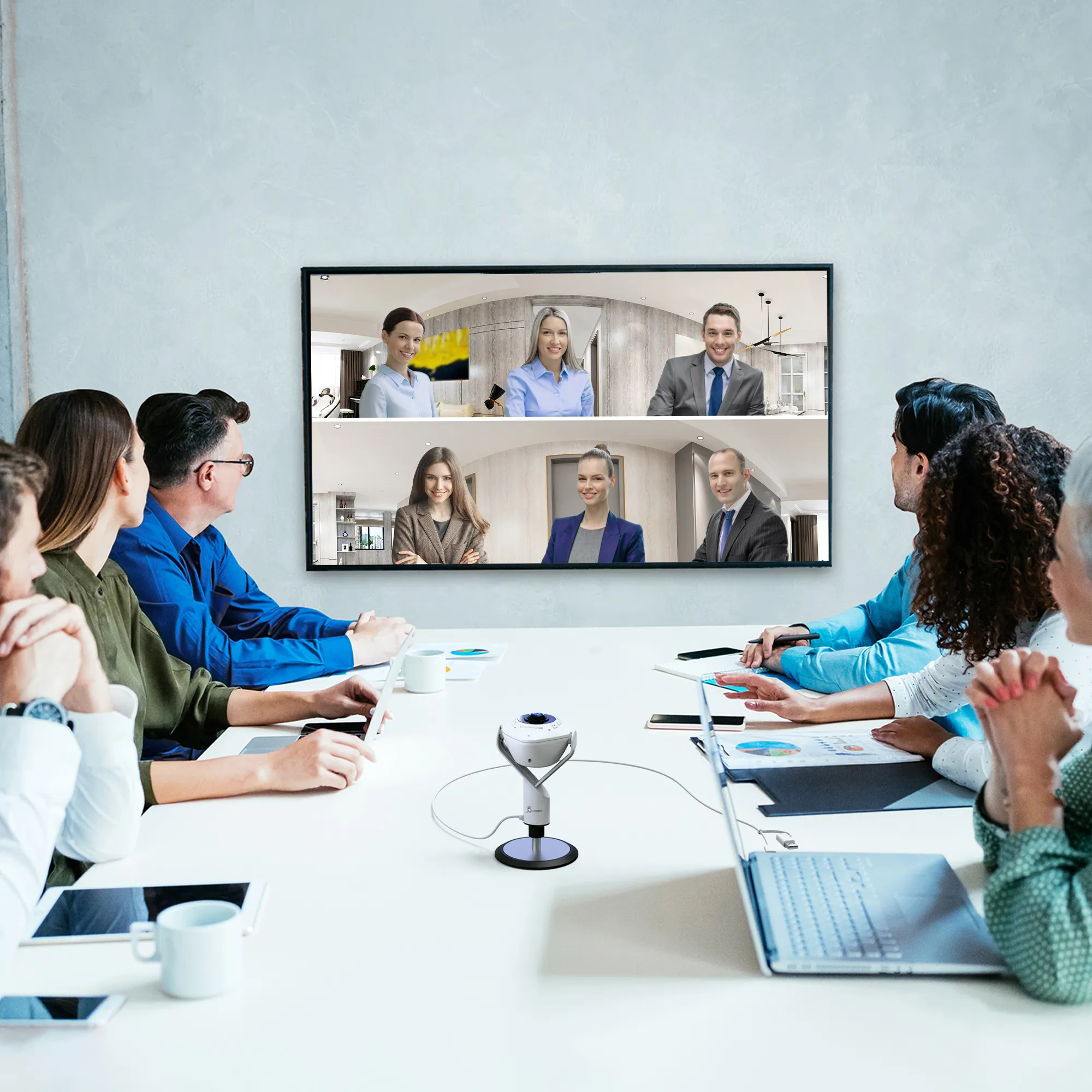 j5create JVU368-N Full HD 1080p, 360&deg;, AI-seuranta, kaiutinpuhelin -konferenssikamera, valkoinen